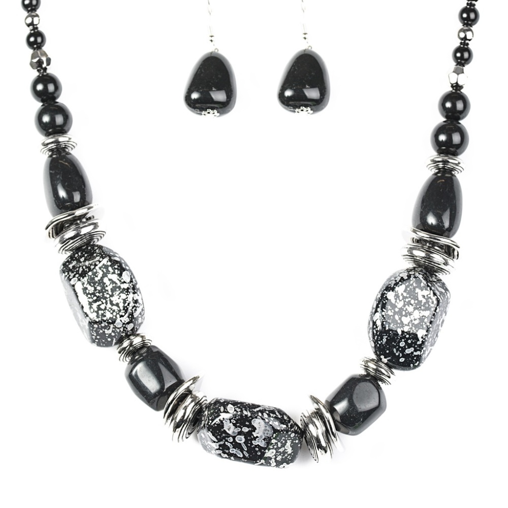 Jewelry - Chunky Black Beads Necklace & Earrings